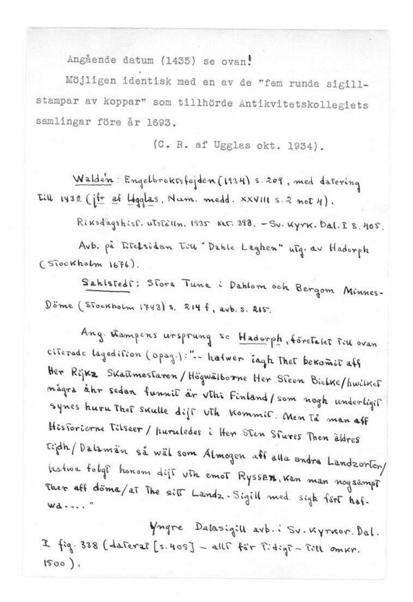 Dalarnas landskapssigill Historiska Museet - historik