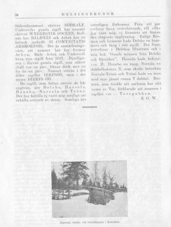 Hälsinglands landskapssigill i Hälsingerunor 1921 sid.24